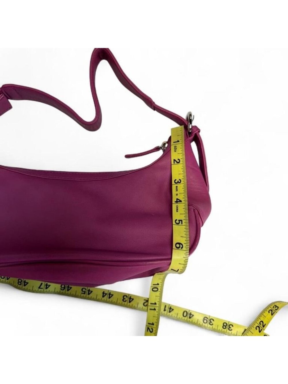 Osgoode Marley Pink Leather Crescent Shoulder Bag Purse Y2K Hobo Casual Vibrant - Picture 8 of 8